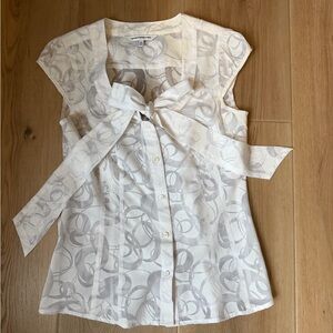 Express White sheer Tie-Neck Blouse